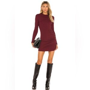 Lovers and Friends Freja Mini Dress Size Medium Burgundy Pull On Rushed Side Red